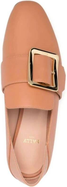 Bally Leren Loafers met Gouden Gesp Beige Dames