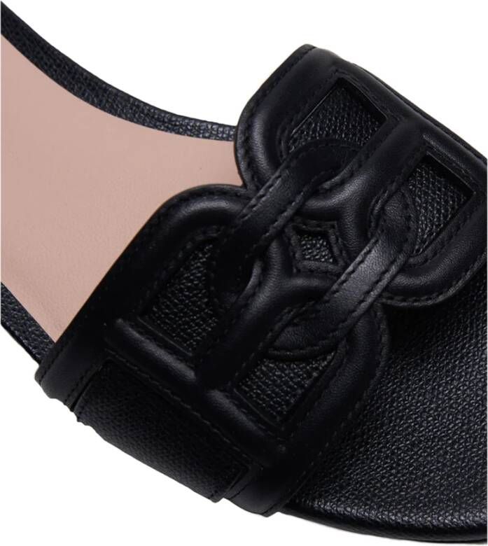 Bally Leren Logo Sandalen Black Dames