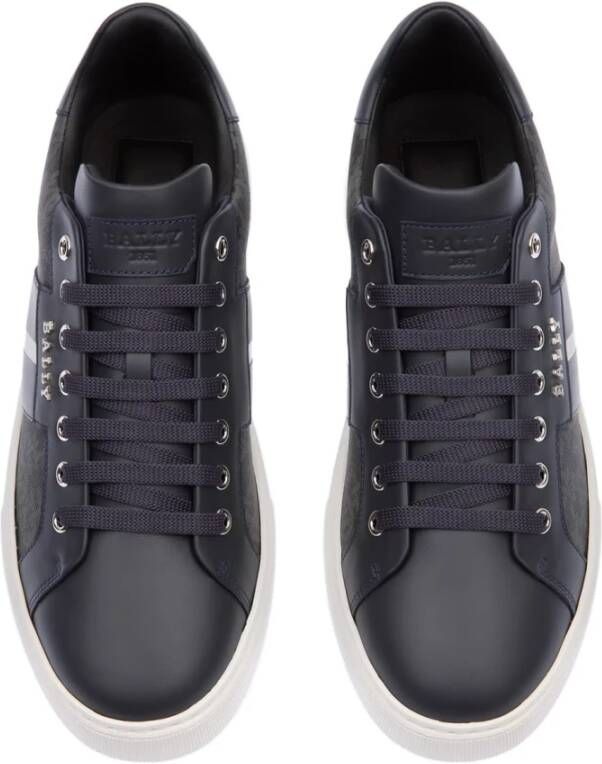 Bally Leren Logo Sneakers Blue Heren