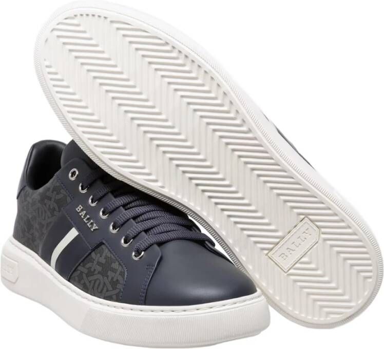 Bally Leren Logo Sneakers Blue Heren