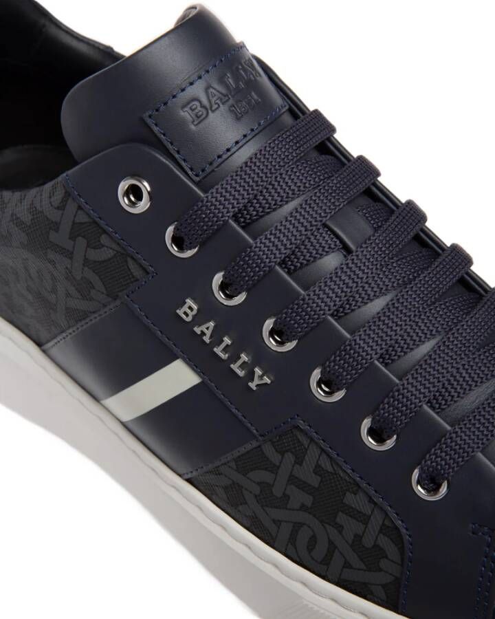 Bally Leren Logo Sneakers Blue Heren