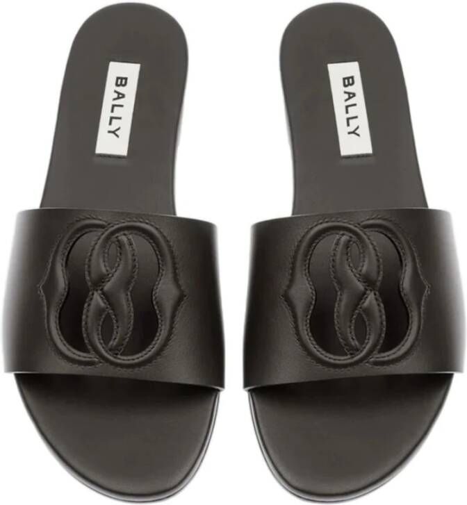 Bally Leren Platte Sandalen Black Dames