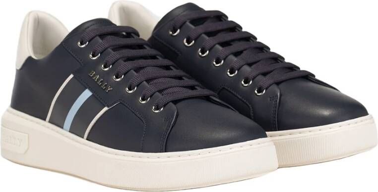 Bally Leren Sneakers Blue Heren