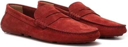 Bally Stijlvolle Leren Loafer in Bordeaux Red Heren