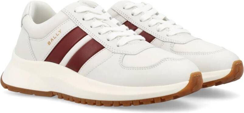 Bally Witte Leren Sneakers met Gouden Detail White Dames