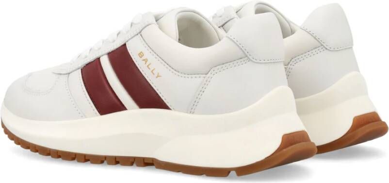 Bally Witte Leren Sneakers met Gouden Detail White Dames