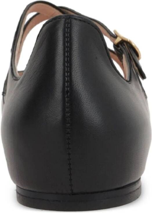 Bally Zwarte Leren Ballerina Platte Schoenen Black Dames