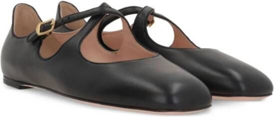 Bally Zwarte Leren Ballerina Platte Schoenen Black Dames