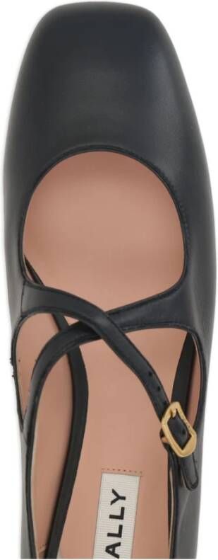 Bally Zwarte Leren Ballerina Platte Schoenen Black Dames