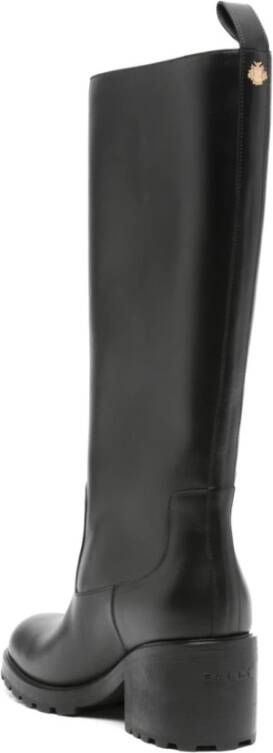 Bally Zwarte Leren Enkellaarzen Black Dames