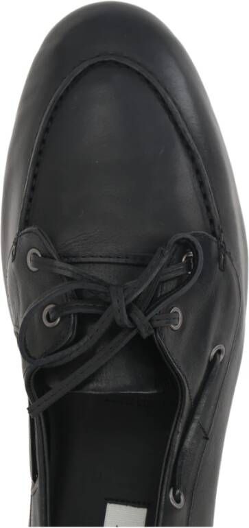 Bally Zwarte Leren Mocassin Schoenen Veters Black Dames