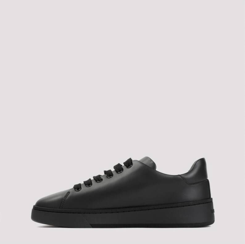 Bally Zwarte Leren Sneakers Ronde Neus Black Heren