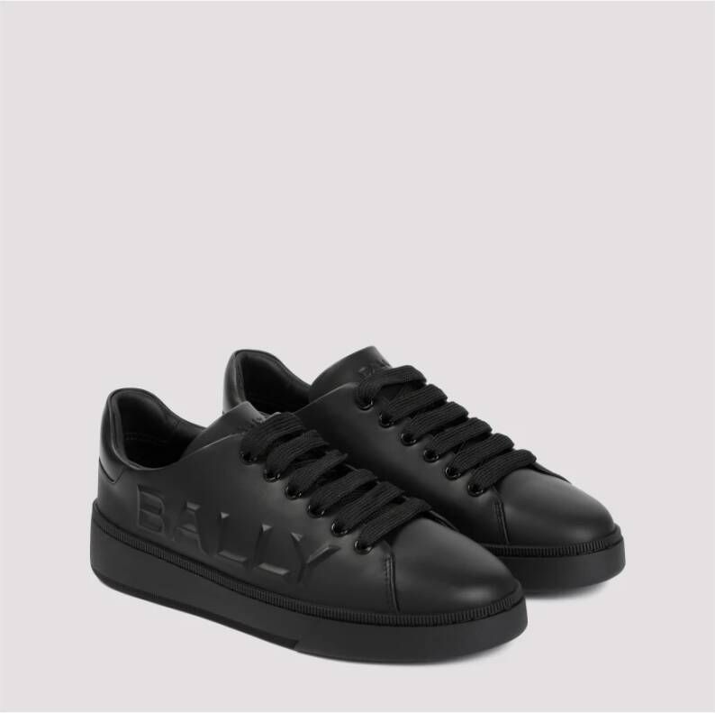 Bally Zwarte Leren Sneakers Ronde Neus Black Heren