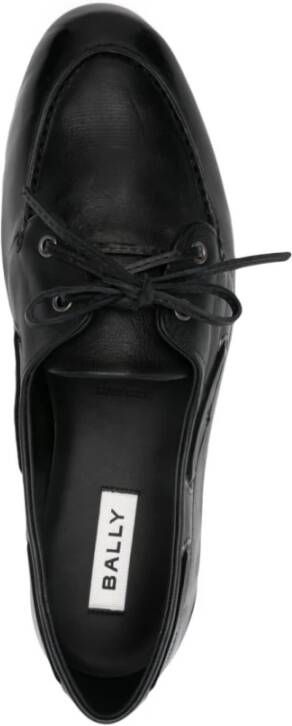 Bally Zwarte Leren Veterschoenen Black Heren