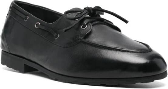 Bally Zwarte Leren Veterschoenen Black Heren