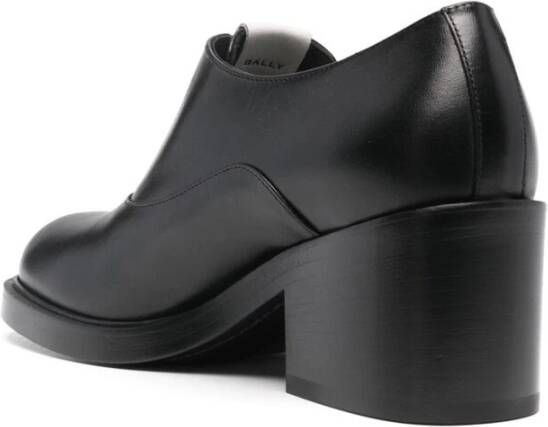 Bally Zwarte Leren Veterschoenen met Blokhak Black Dames