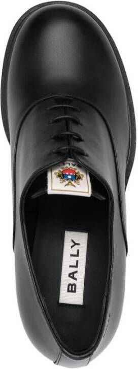 Bally Zwarte Leren Veterschoenen met Blokhak Black Dames