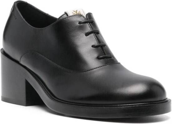 Bally Zwarte Leren Veterschoenen met Blokhak Black Dames