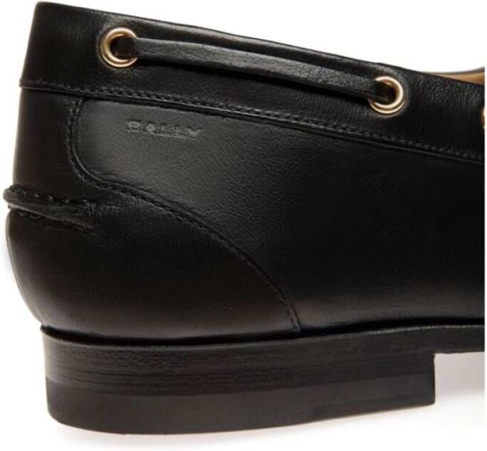 Bally Zwarte leren veterschoenen met trekkoord Black Heren