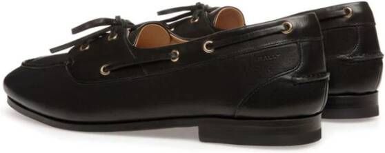 Bally Zwarte leren veterschoenen met trekkoord Black Heren