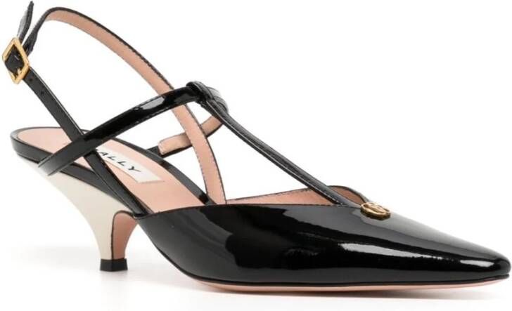 Bally Zwarte Patentleren Slingback Hakken Black Dames