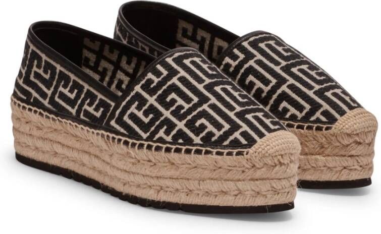 Balmain Alex canvas espadrilles met PB Labyrinth monogram Black Dames