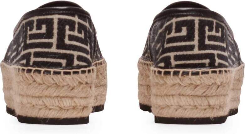 Balmain Alex canvas espadrilles met PB Labyrinth monogram Black Dames