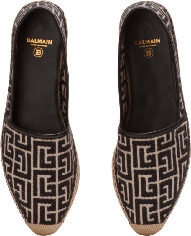 Balmain Alex canvas espadrilles met PB Labyrinth monogram Black Dames