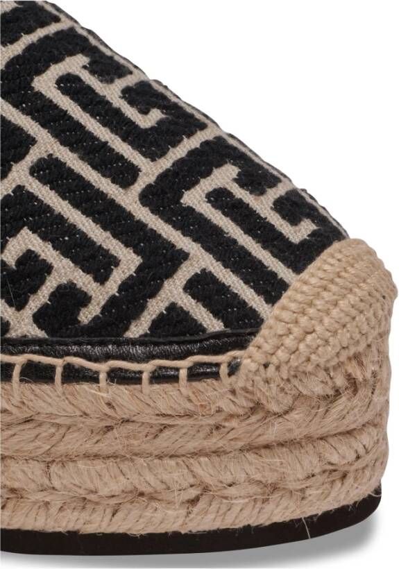 Balmain Alex canvas espadrilles met PB Labyrinth monogram Black Dames