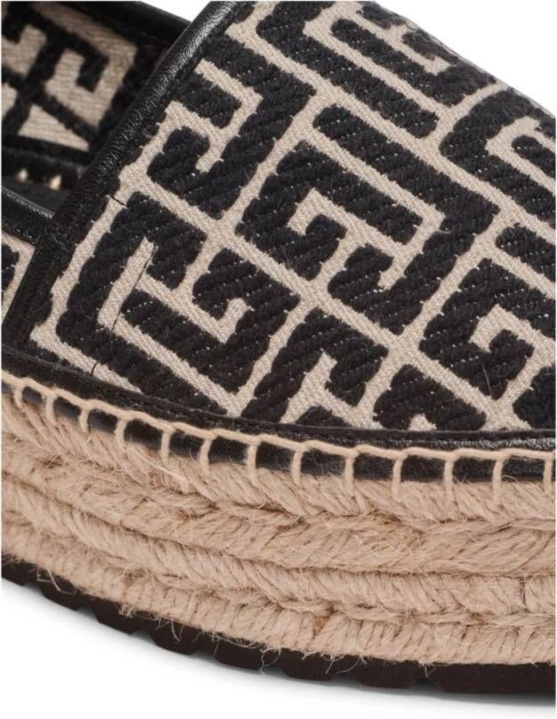 Balmain Alex canvas espadrilles met PB Labyrinth monogram Black Dames