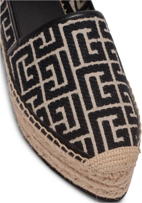 Balmain Alex canvas espadrilles met PB Labyrinth monogram Black Dames