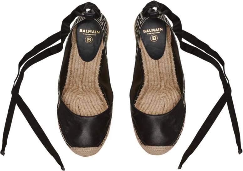 Balmain Alex monogram jacquard en leren espadrilles Black Dames