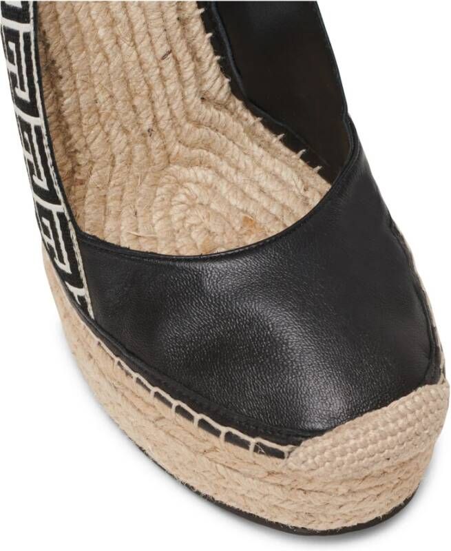 Balmain Alex monogram jacquard en leren espadrilles Black Dames