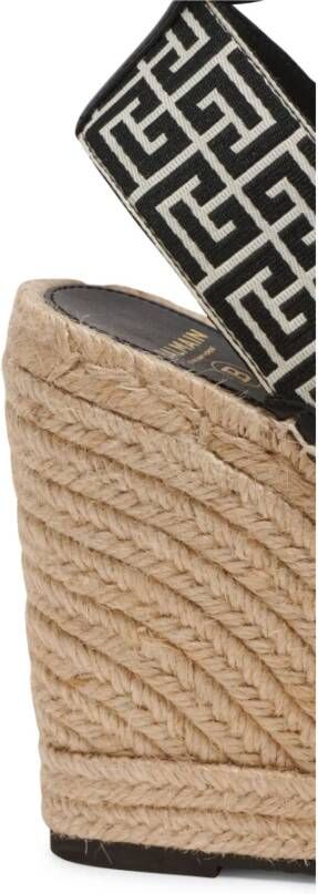 Balmain Alex monogram jacquard en leren espadrilles Black Dames