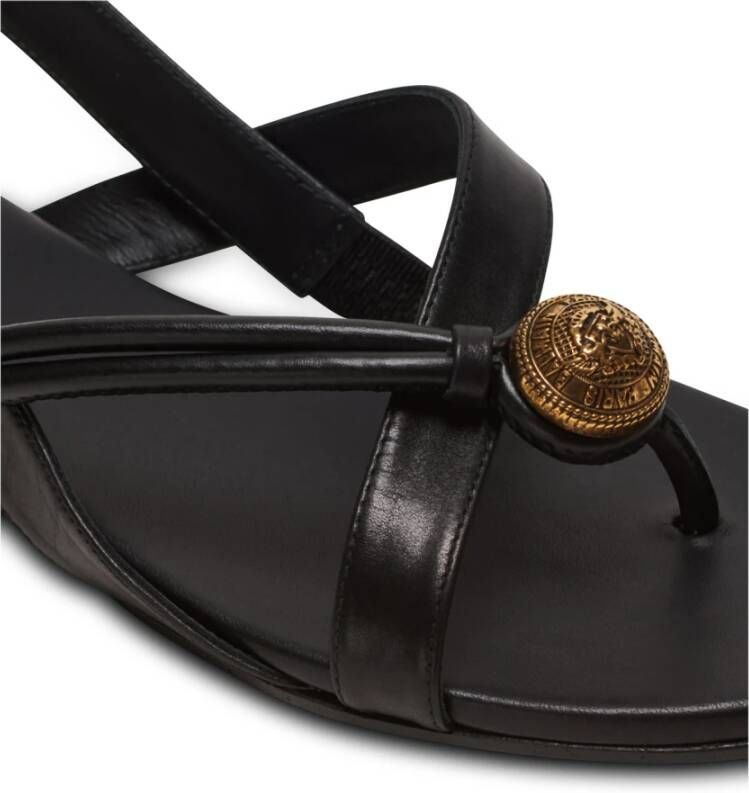 Balmain Alma Platte Leren Sandalen Black Dames