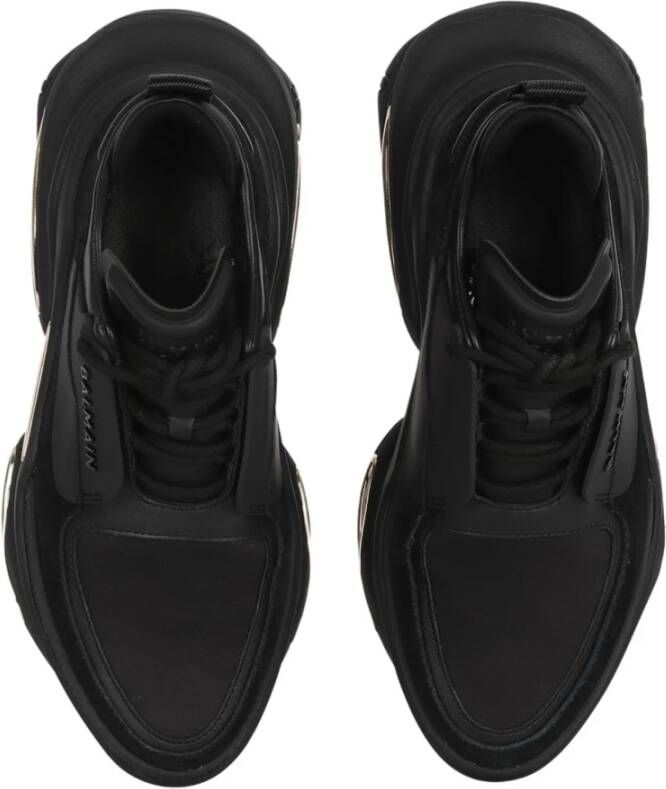 Balmain B-Bold Sneakers in leer en suède Black Dames