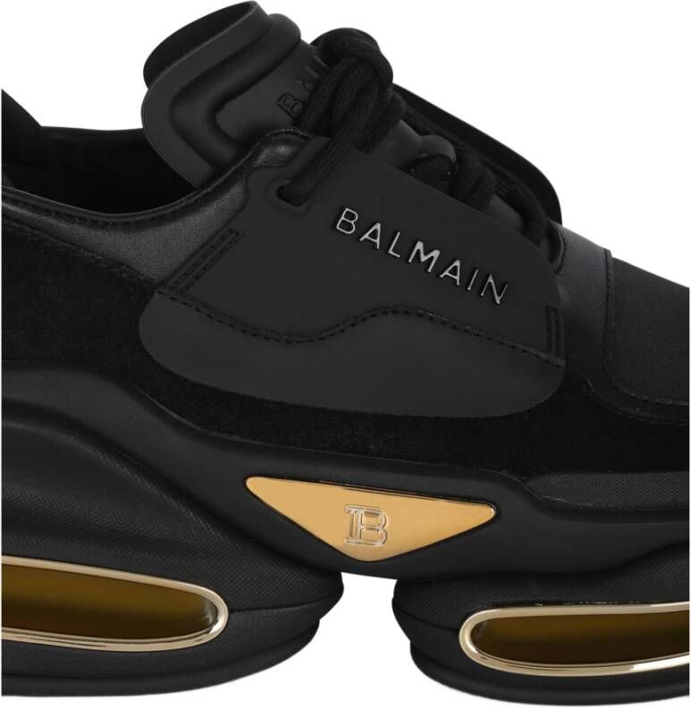 Balmain B-Bold Sneakers in leer en suède Black Dames