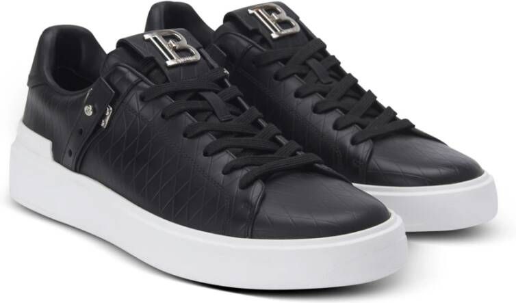 Balmain B-Court B-Buzz trainers in reliëf kalfsleer Black Heren