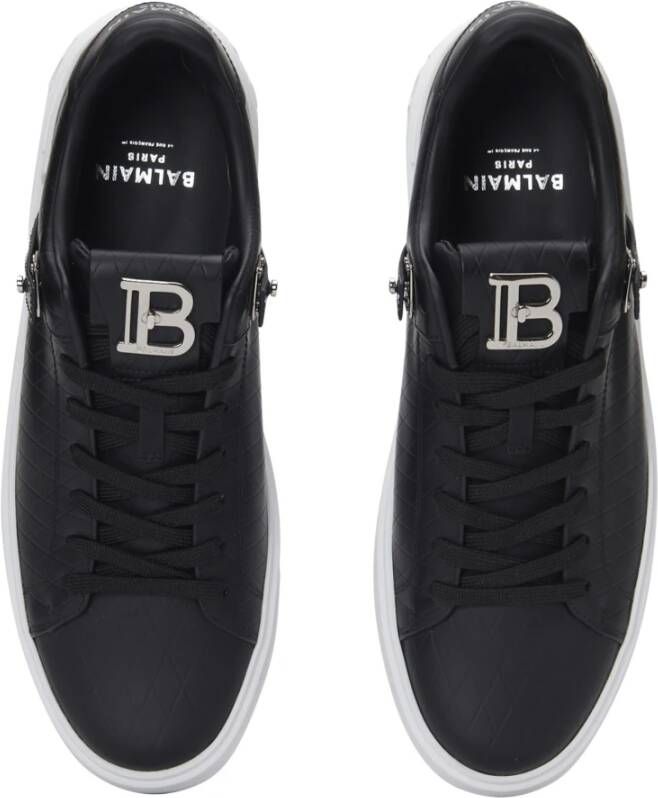 Balmain B-Court B-Buzz trainers in reliëf kalfsleer Black Heren