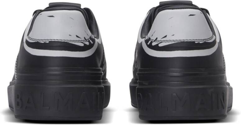 Balmain B-Court bedrukte kalfsleren sneakers Black Heren