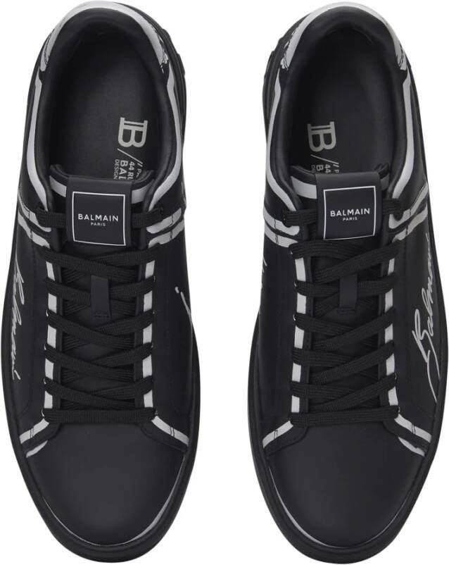 Balmain B-Court bedrukte kalfsleren sneakers Black Heren