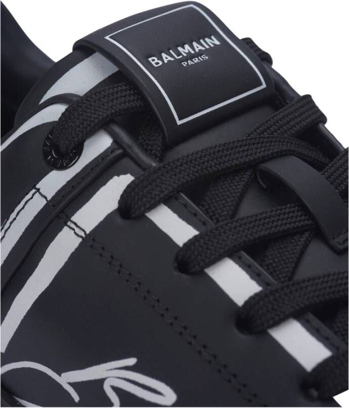 Balmain B-Court bedrukte kalfsleren sneakers Black Heren