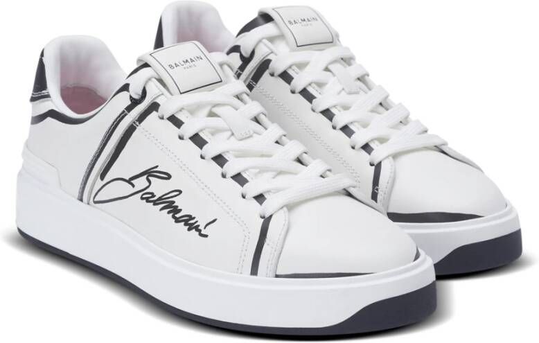 Balmain B-Court bedrukte kalfsleren sneakers White Heren