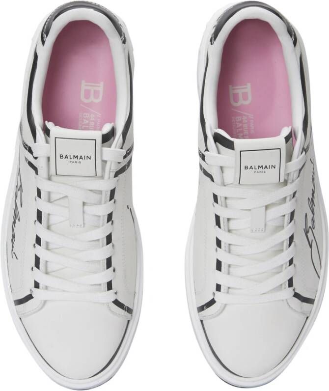 Balmain B-Court bedrukte kalfsleren sneakers White Heren