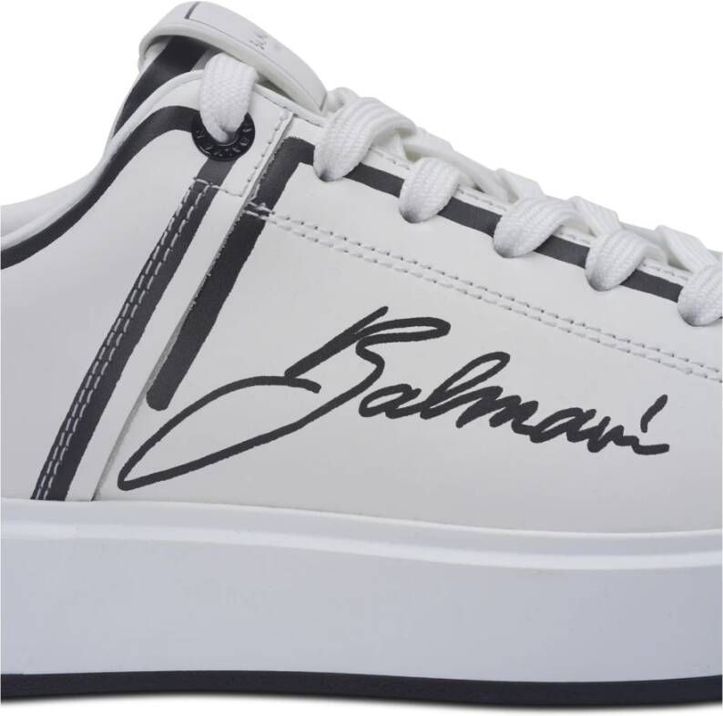 Balmain B-Court bedrukte kalfsleren sneakers White Heren