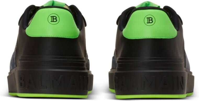 Balmain B-Court Flip trainers in kalfsleer en suède Black Heren