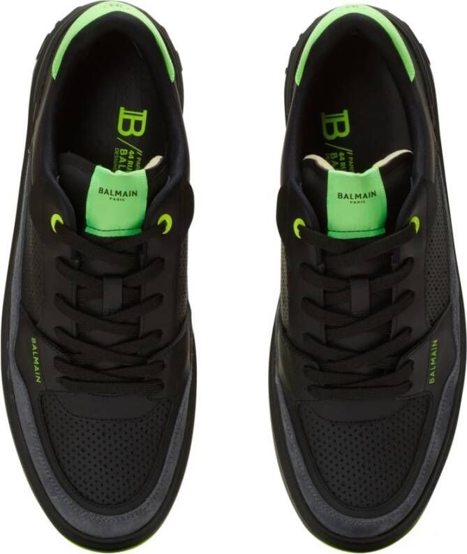 Balmain B-Court Flip trainers in kalfsleer en suède Black Heren