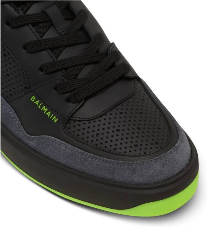 Balmain B-Court Flip trainers in kalfsleer en suède Black Heren