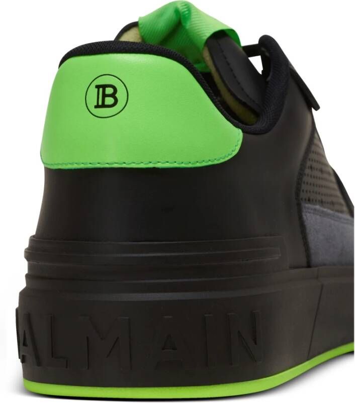 Balmain B-Court Flip trainers in kalfsleer en suède Black Heren