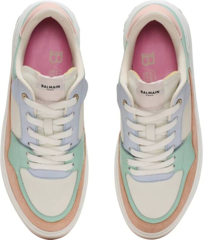 Balmain B-Court Flip trainers in kalfsleer en suède Multicolor Dames